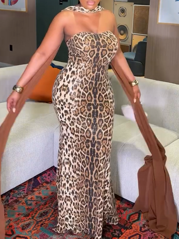Leopard Print Skinny Stretch Party Bodycon