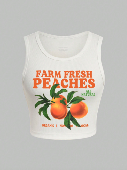 Orange/Letter Printed Tank Top