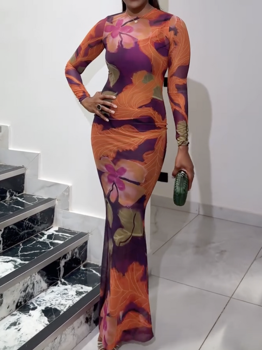 Tie Dye Mesh Bodycon Dress