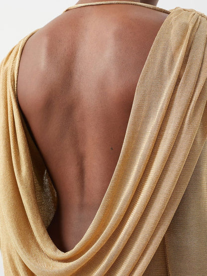 Draped Metallic Mini Dress