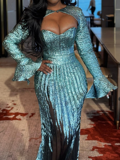 Glamorous Metallic Fringe Dress