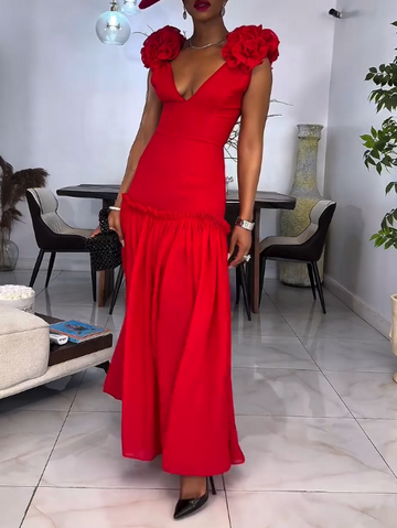 Ruffle Decorated Bodycon Maxi Dress