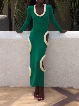 Knitted Braid Cutout Dress