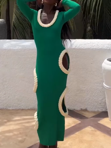 Knitted Braid Cutout Dress