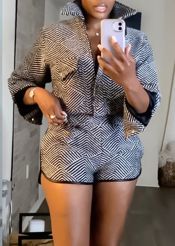 Woven Jacket Two Piece Set