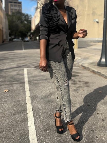 Radiant White/Black Blazer