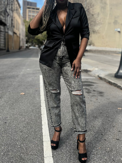 Radiant White/Black Blazer