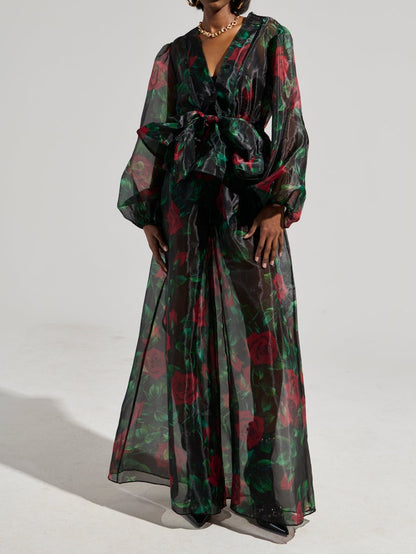 Leopard Print Chiffon Two Pieces Set