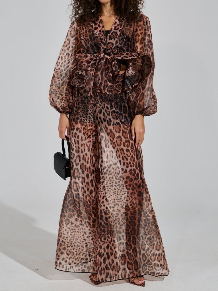 Leopard Print Chiffon Two Pieces Set