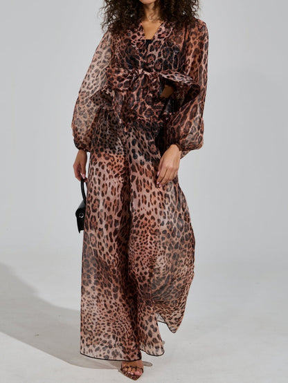 Leopard Print Chiffon Two Pieces Set