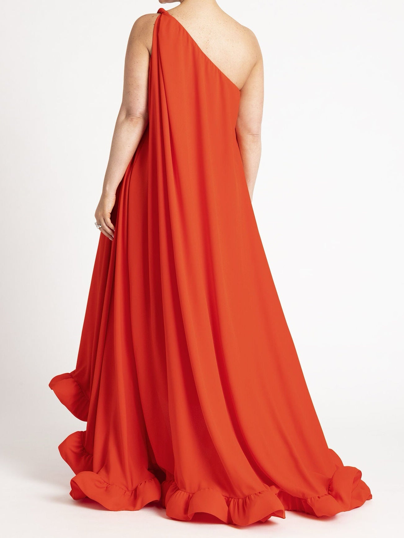 One Shoulder Ruffle Gown