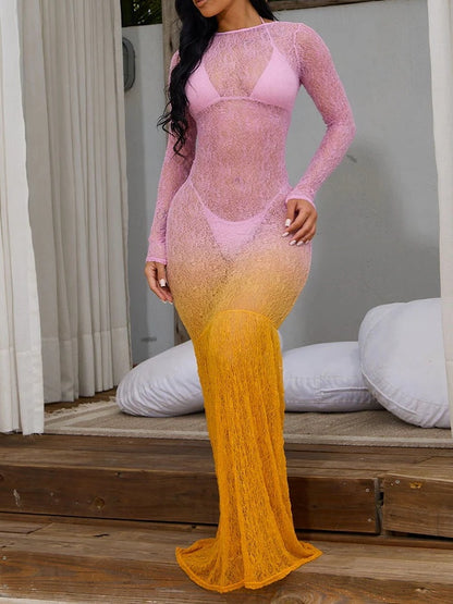 Long-sleeved Dress-Pink