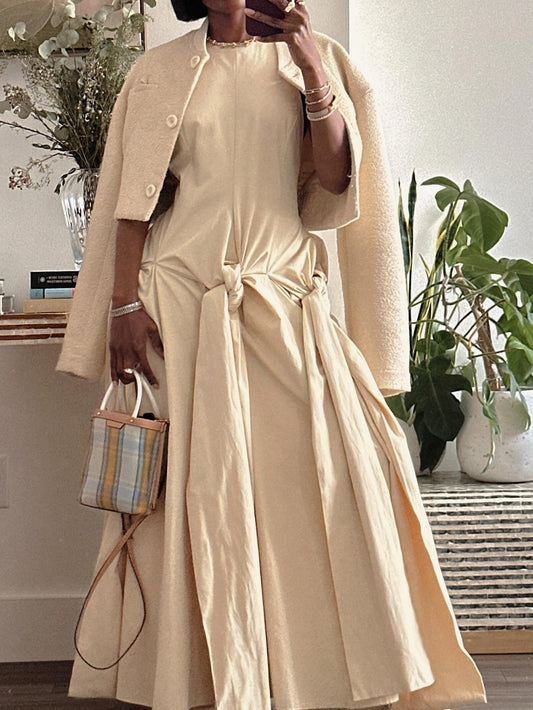 Racer Neck Drop Waist Maxi Dress