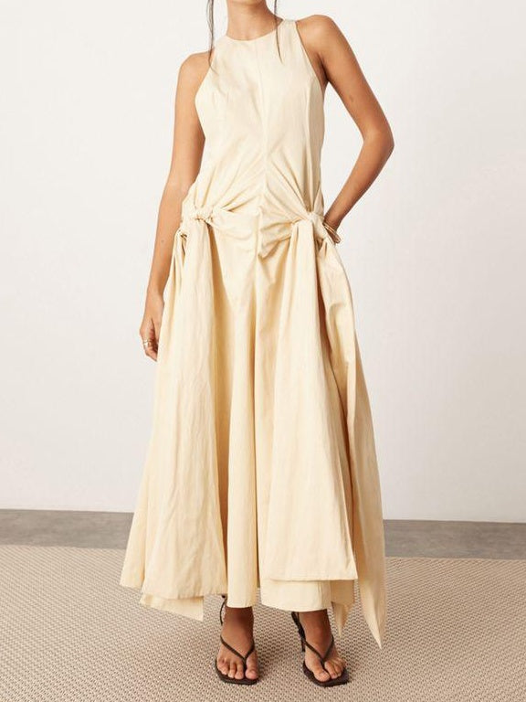 Racer Neck Drop Waist Maxi Dress