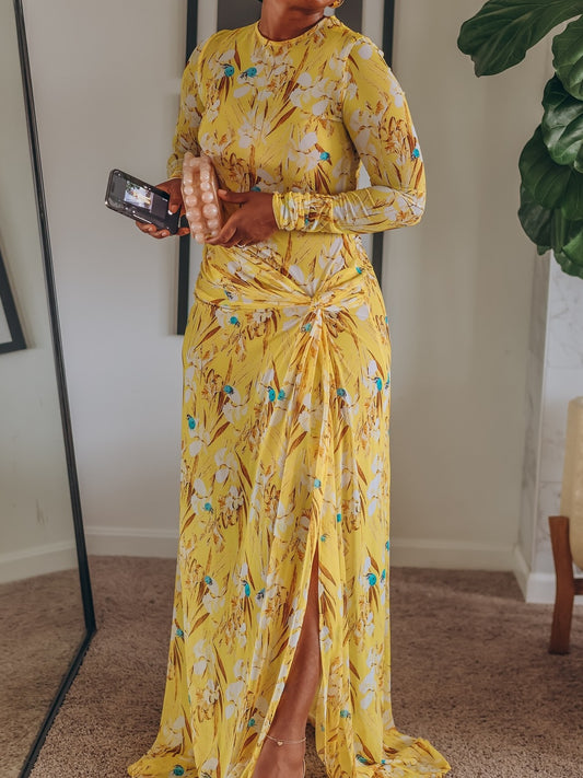 Yellow Mesh Knot Dress