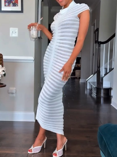 Striped Sheer Maxi Dress