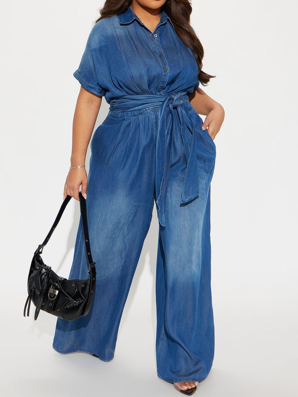 Lappel-breasted Lace-up Jumpsuit