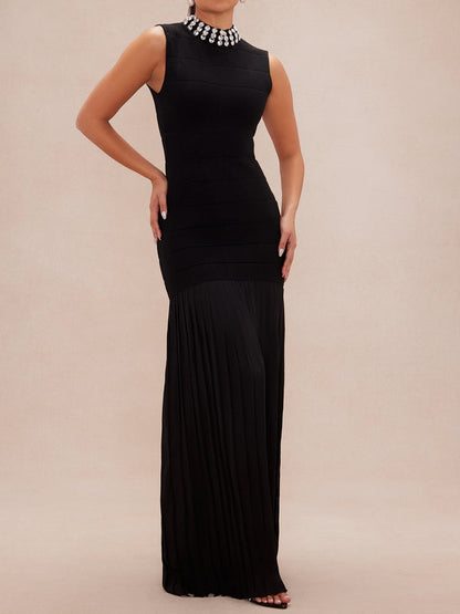 Black Embellished Sweater Maxi Dress