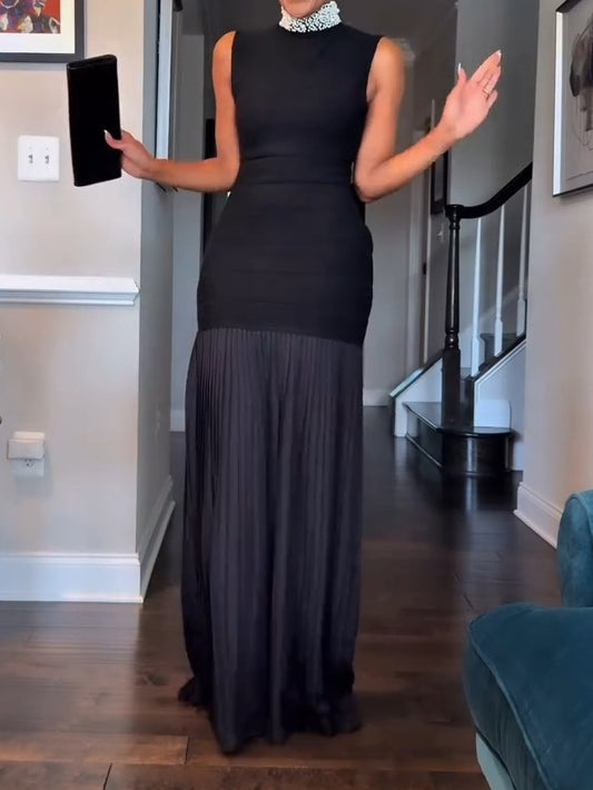 Black Embellished Sweater Maxi Dress