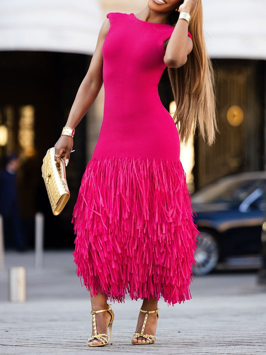 Rushes Raffia Knit Midi Dress