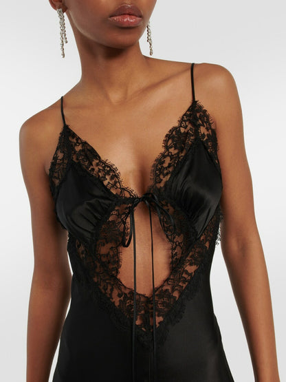 Lace-trimmed Cutout Maxi Dress