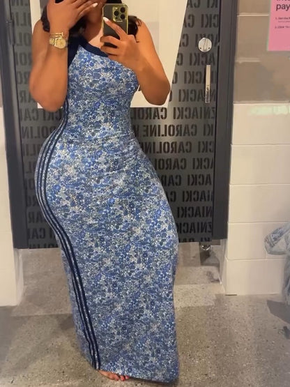 Ribbed Round Neck Maxi Dress