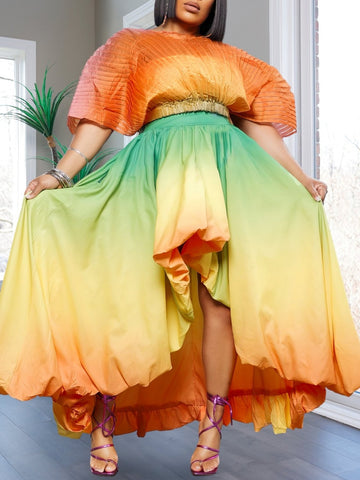Sunset Mirage Pleated Skirt Set