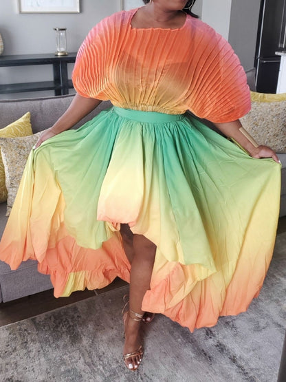 Sunset Mirage Pleated Skirt Set