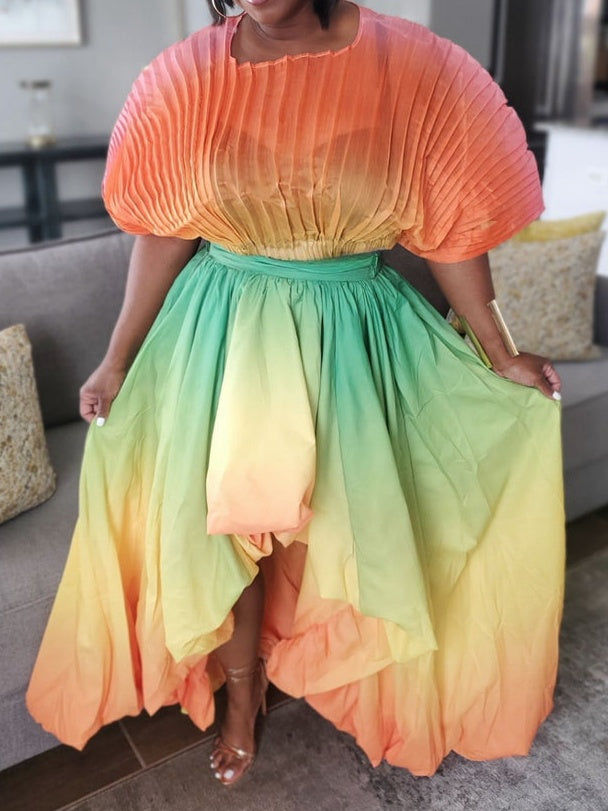 Sunset Mirage Pleated Skirt Set