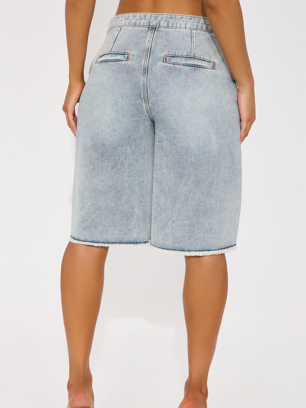 Ivory Satin Flyaway Top Lace Detail Denim Jorts