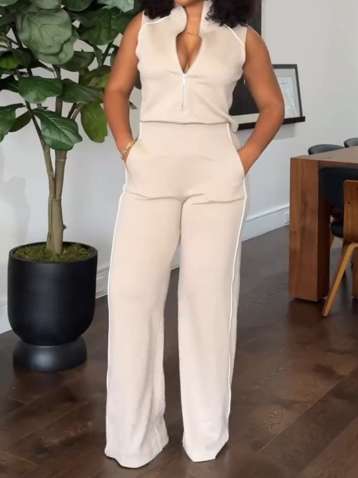 Sleeveless Mockneck Jumpsuit