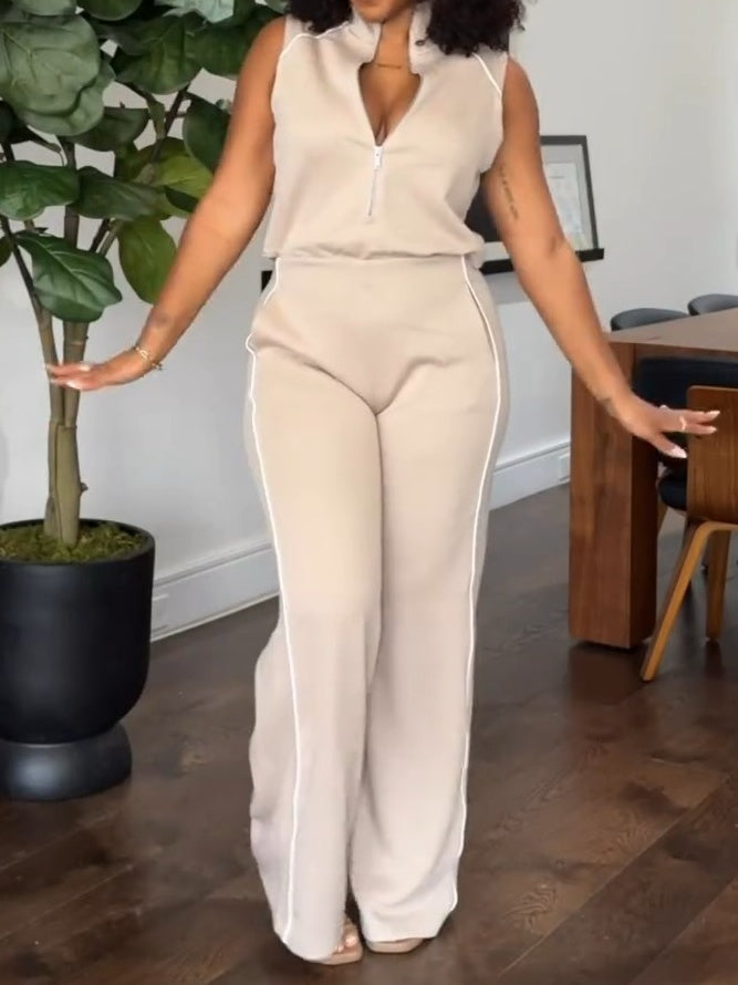 Sleeveless Mockneck Jumpsuit
