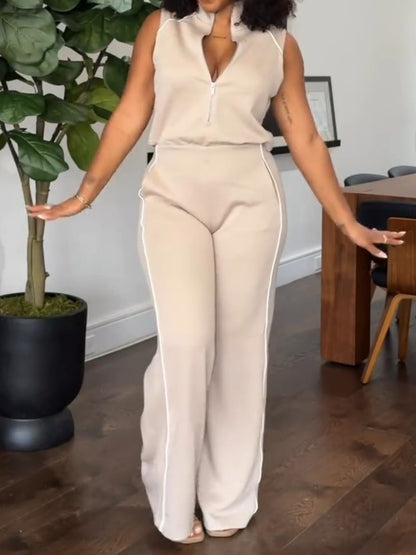 Sleeveless Mockneck Jumpsuit