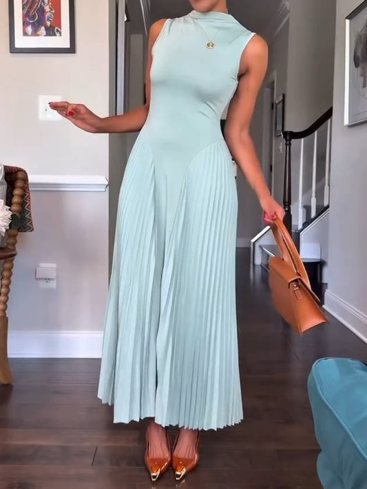 A-Line Pleated Maxi Dress