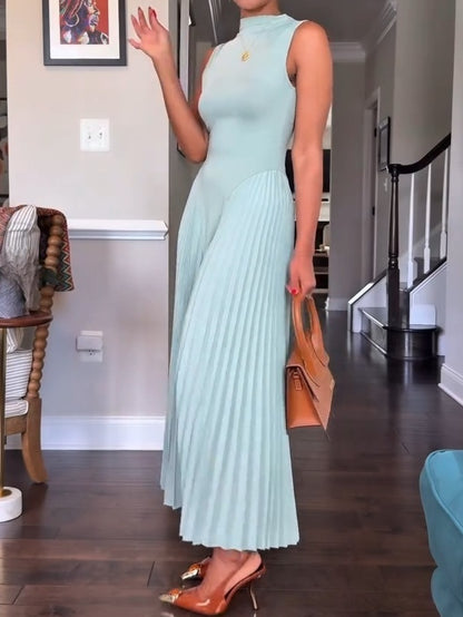 A-Line Pleated Maxi Dress