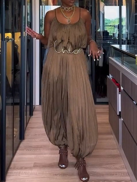 Long Pleated Jumpsuit