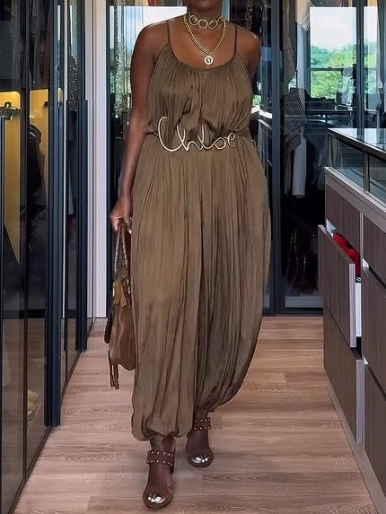 Long Pleated Jumpsuit