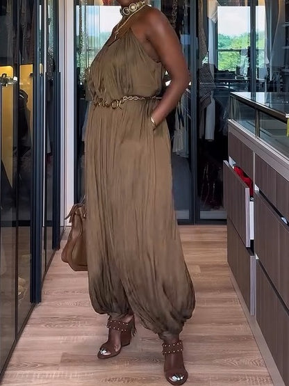 Long Pleated Jumpsuit