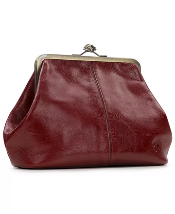 Classic Kiss-lock Closure Adorned Leather Bag