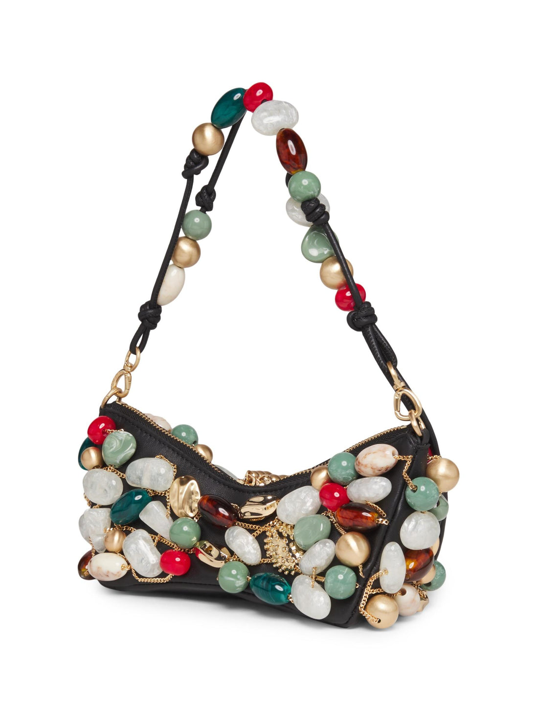 Multicolored-Stone Leather Shoulder Bag