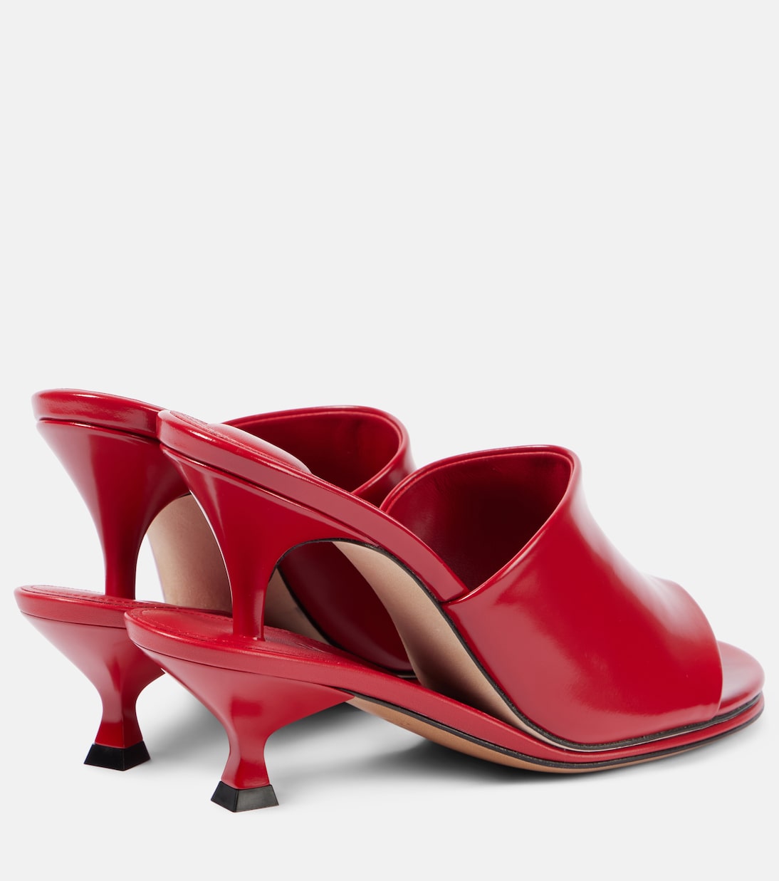 Red Polished Calfskin Heeled Sandals