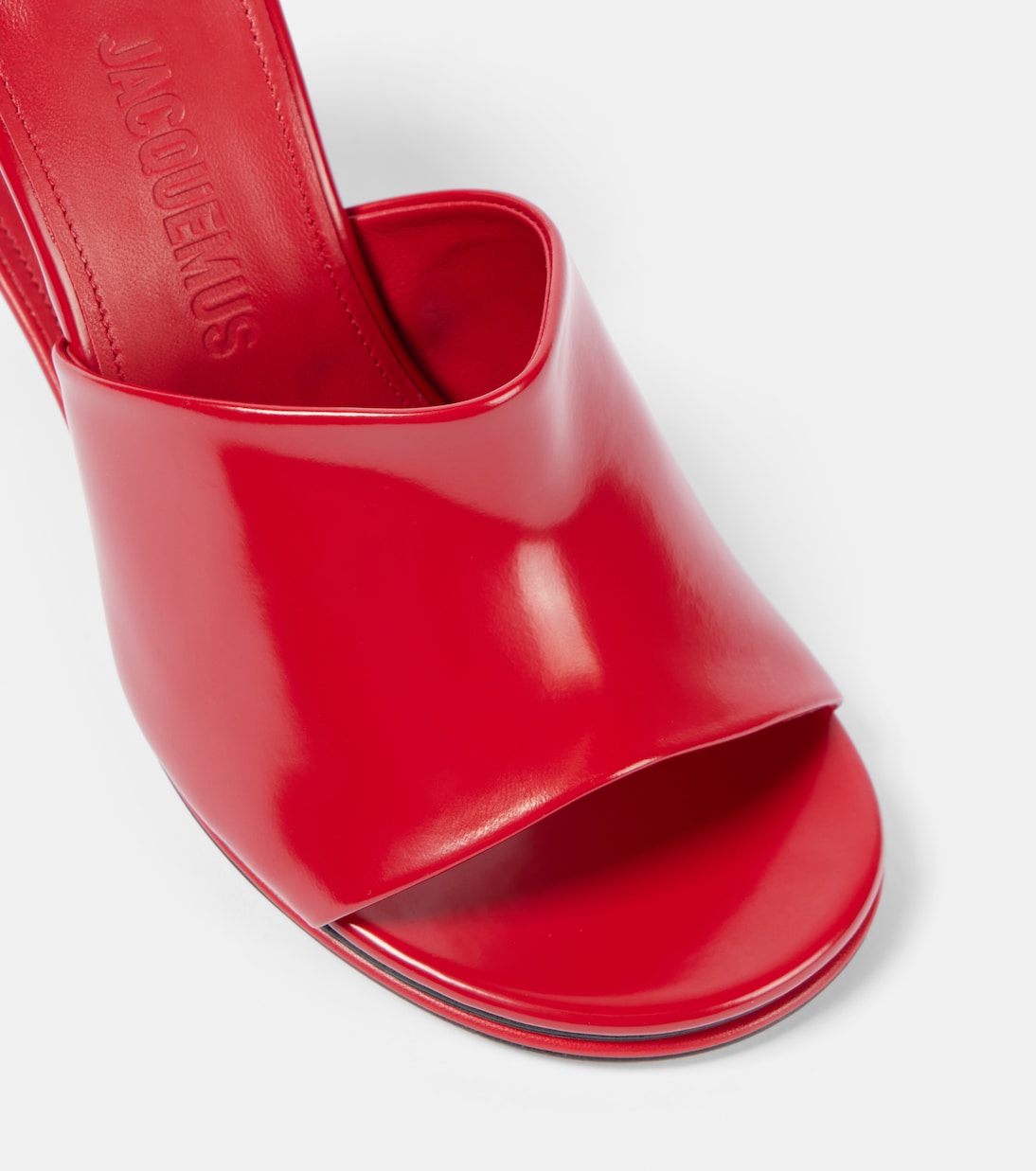 Red Polished Calfskin Heeled Sandals