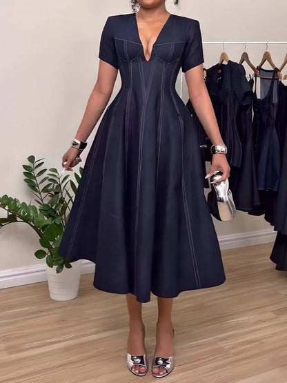 Pleated A-Line Midi Dress