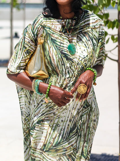 Crinkle-Chiffon Kaftan Dress