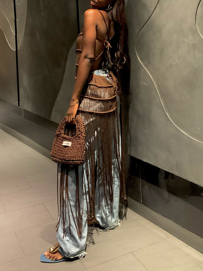 Macrame Fringed Beach Dress