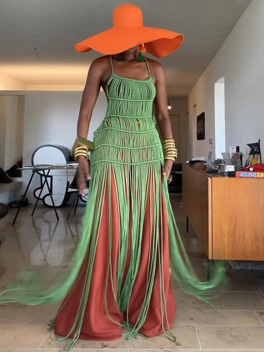 Macrame Fringed Beach Dress