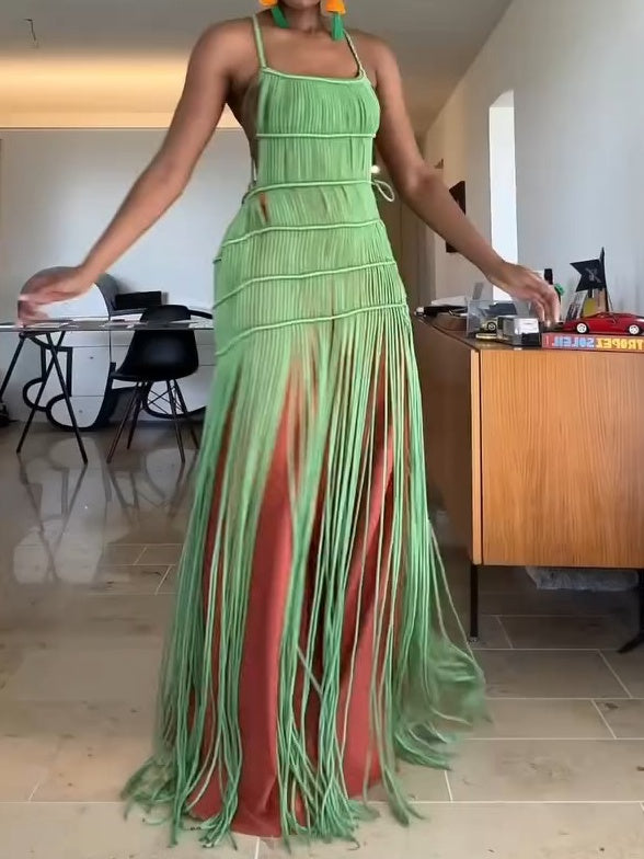 Macrame Fringed Beach Dress