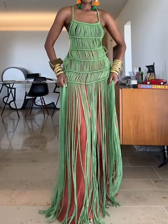 Macrame Fringed Beach Dress