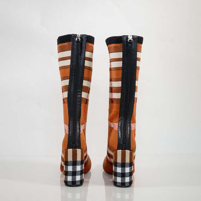 Stretchy Knit Mid Calf Boots