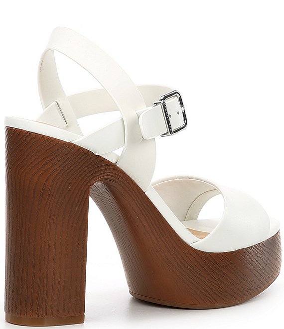 Leather Block Heel Platform Sandals